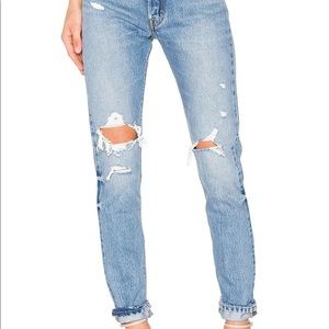 Levis 501 Skinny Medium Wash Ripped Jeans